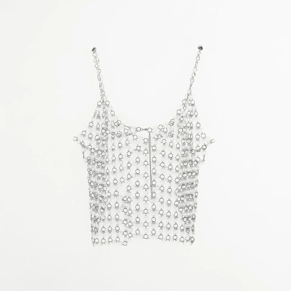 Single piece 🔥 Zara limited edition crystal glass metallic crop top - Picture 2 of 6